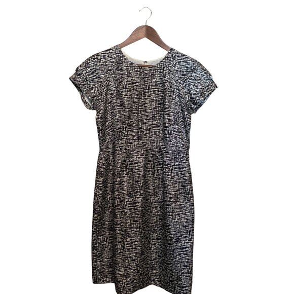 VTG Banana Republic Women's Dress Black & White Abstract Silk  6 Corpcore - Picture 1 of 16